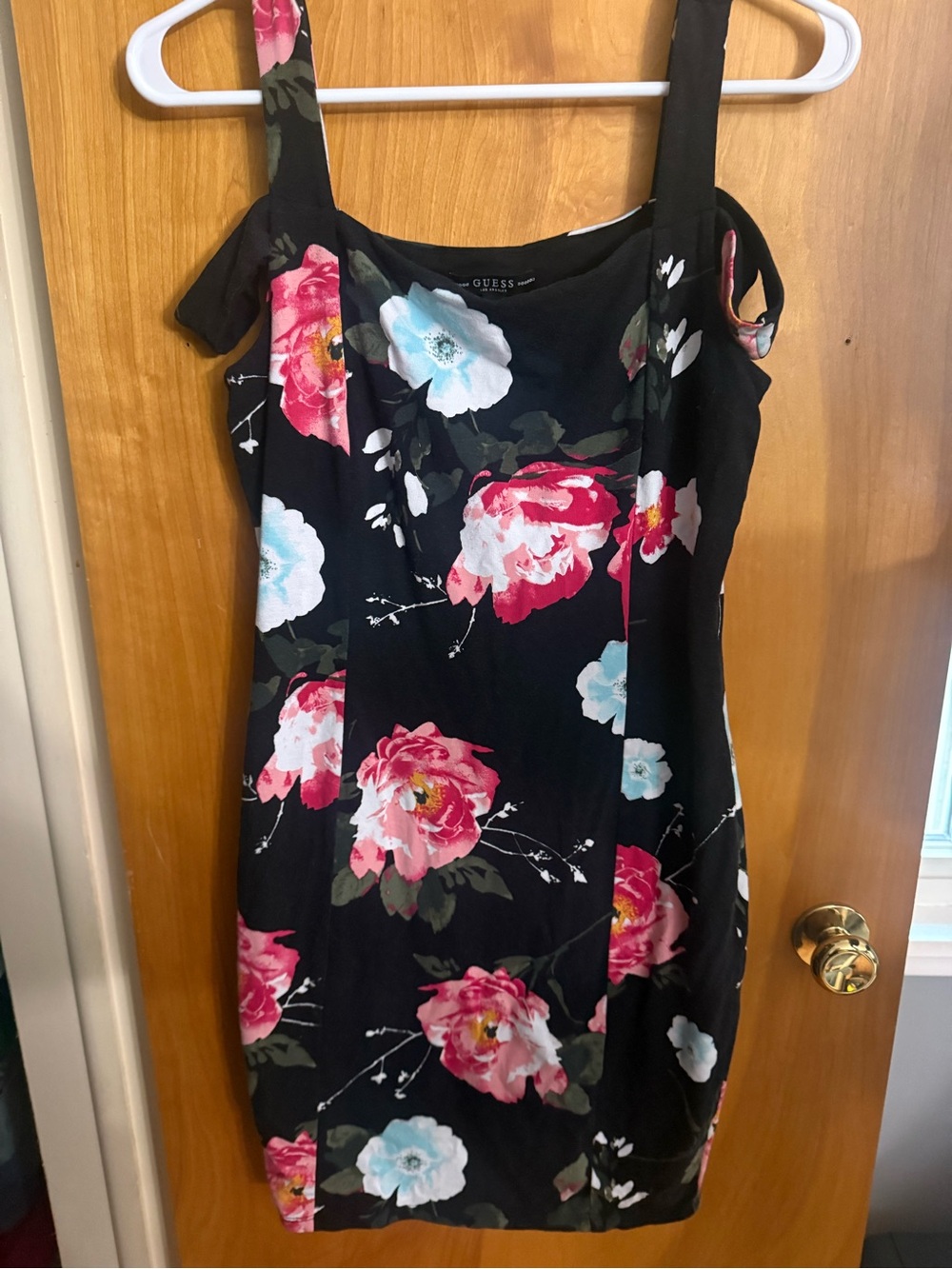 GUESS Black Floral Sheath Bodycon Dress